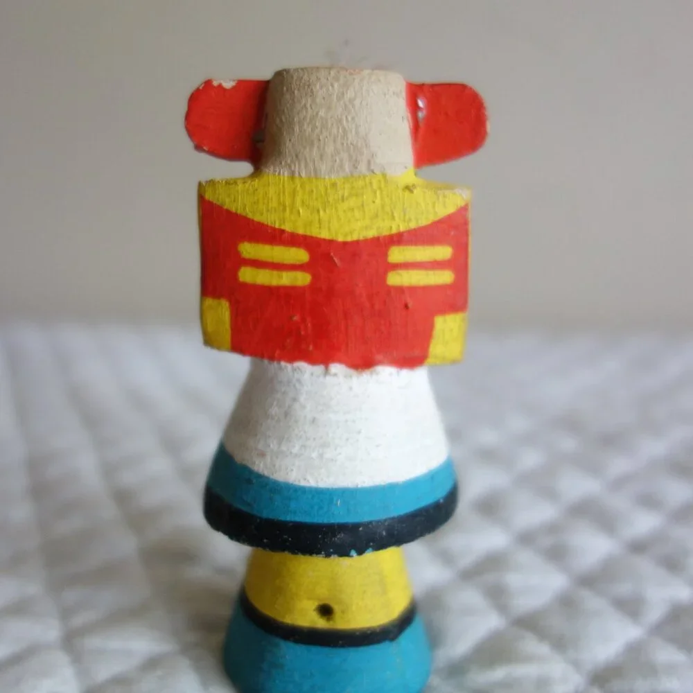2 Vtg Hand Carved Painted Signed Native American Kachina Wooden Dolls